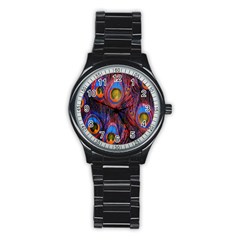 Pretty Peacock Feather Stainless Steel Round Watch by BangZart