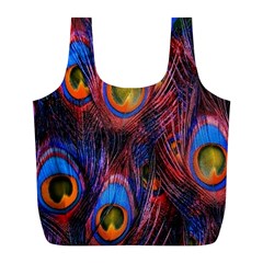 Pretty Peacock Feather Full Print Recycle Bags (l)  by BangZart