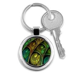 Psytrance Abstract Colored Pattern Feather Key Chains (round)  by BangZart