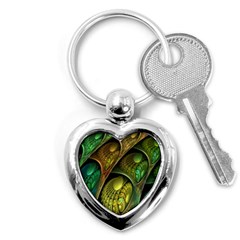 Psytrance Abstract Colored Pattern Feather Key Chains (heart)  by BangZart