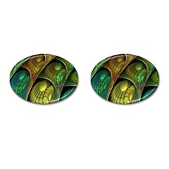 Psytrance Abstract Colored Pattern Feather Cufflinks (oval) by BangZart