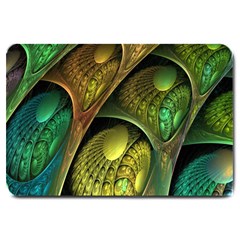 Psytrance Abstract Colored Pattern Feather Large Doormat  by BangZart