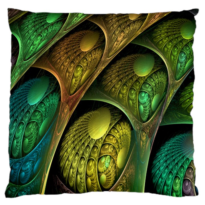 Psytrance Abstract Colored Pattern Feather Large Cushion Case (Two Sides)