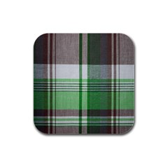 Plaid Fabric Texture Brown And Green Rubber Square Coaster (4 Pack)  by BangZart