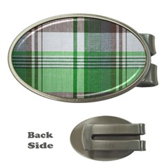 Plaid Fabric Texture Brown And Green Money Clips (oval)  by BangZart