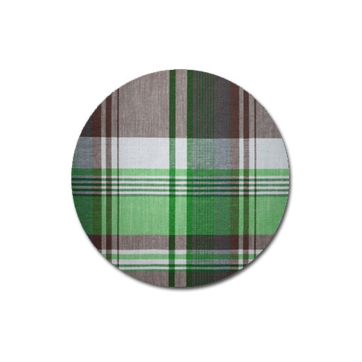 Plaid Fabric Texture Brown And Green Magnet 3  (Round)