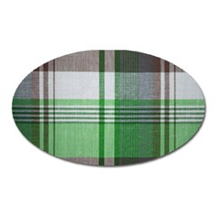 Plaid Fabric Texture Brown And Green Oval Magnet by BangZart