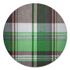 Plaid Fabric Texture Brown And Green Magnet 5  (round) by BangZart