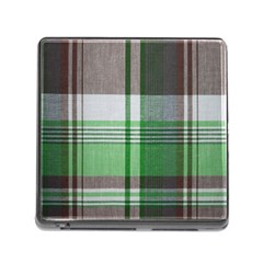 Plaid Fabric Texture Brown And Green Memory Card Reader (square) by BangZart