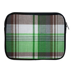 Plaid Fabric Texture Brown And Green Apple Ipad 2/3/4 Zipper Cases by BangZart