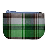 Plaid Fabric Texture Brown And Green Large Coin Purse Front