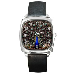 Peacock Square Metal Watch by BangZart