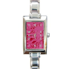 Pink Circuit Pattern Rectangle Italian Charm Watch by BangZart