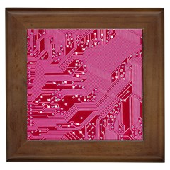 Pink Circuit Pattern Framed Tiles by BangZart