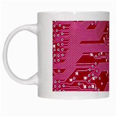 Pink Circuit Pattern White Mugs by BangZart