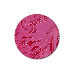 Pink Circuit Pattern Magnet 3  (round) by BangZart