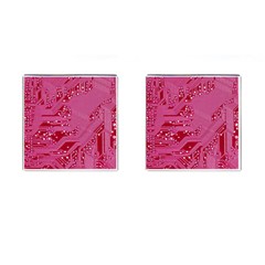 Pink Circuit Pattern Cufflinks (square) by BangZart