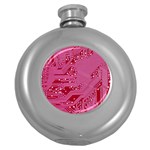 Pink Circuit Pattern Round Hip Flask (5 oz) Front