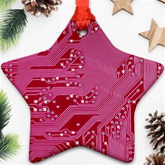 Pink Circuit Pattern Star Ornament (two Sides) by BangZart