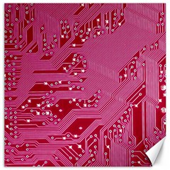 Pink Circuit Pattern Canvas 12  X 12   by BangZart