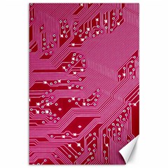 Pink Circuit Pattern Canvas 12  X 18   by BangZart