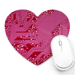 Pink Circuit Pattern Heart Mousepads by BangZart