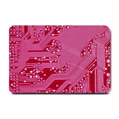 Pink Circuit Pattern Small Doormat  by BangZart