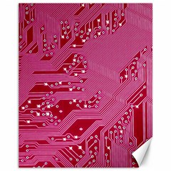 Pink Circuit Pattern Canvas 11  X 14   by BangZart