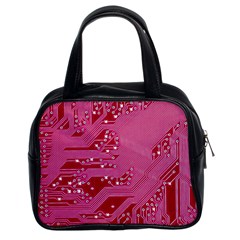 Pink Circuit Pattern Classic Handbags (2 Sides) by BangZart