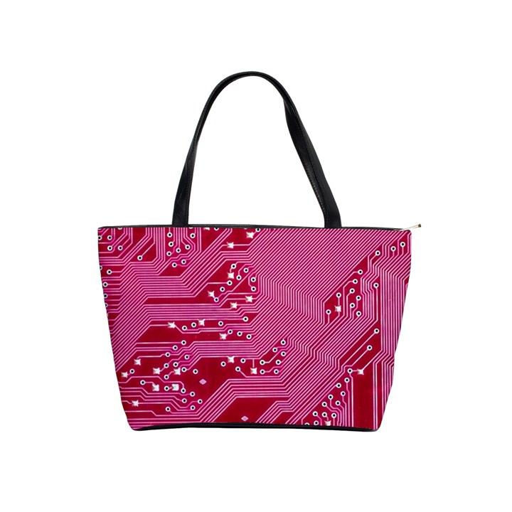 Pink Circuit Pattern Shoulder Handbags