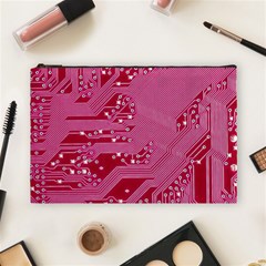 Pink Circuit Pattern Cosmetic Bag (large)  by BangZart