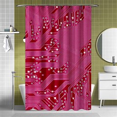 Pink Circuit Pattern Shower Curtain 48  X 72  (small)  by BangZart