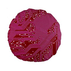 Pink Circuit Pattern Standard 15  Premium Round Cushions by BangZart