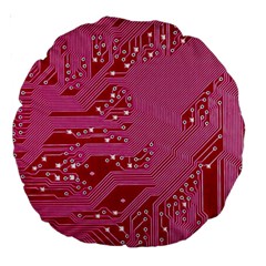 Pink Circuit Pattern Large 18  Premium Round Cushions by BangZart