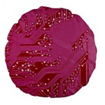 Pink Circuit Pattern Large 18  Premium Round Cushions Front