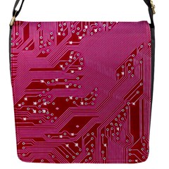 Pink Circuit Pattern Flap Messenger Bag (s) by BangZart