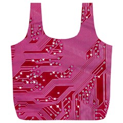 Pink Circuit Pattern Full Print Recycle Bags (l)  by BangZart