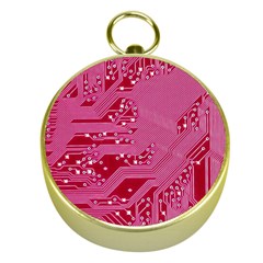 Pink Circuit Pattern Gold Compasses by BangZart