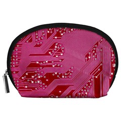 Pink Circuit Pattern Accessory Pouches (large)  by BangZart