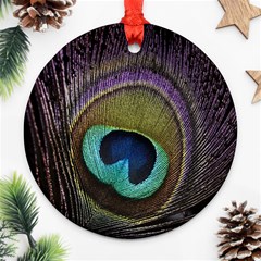 Peacock Feather Round Ornament (two Sides) by BangZart