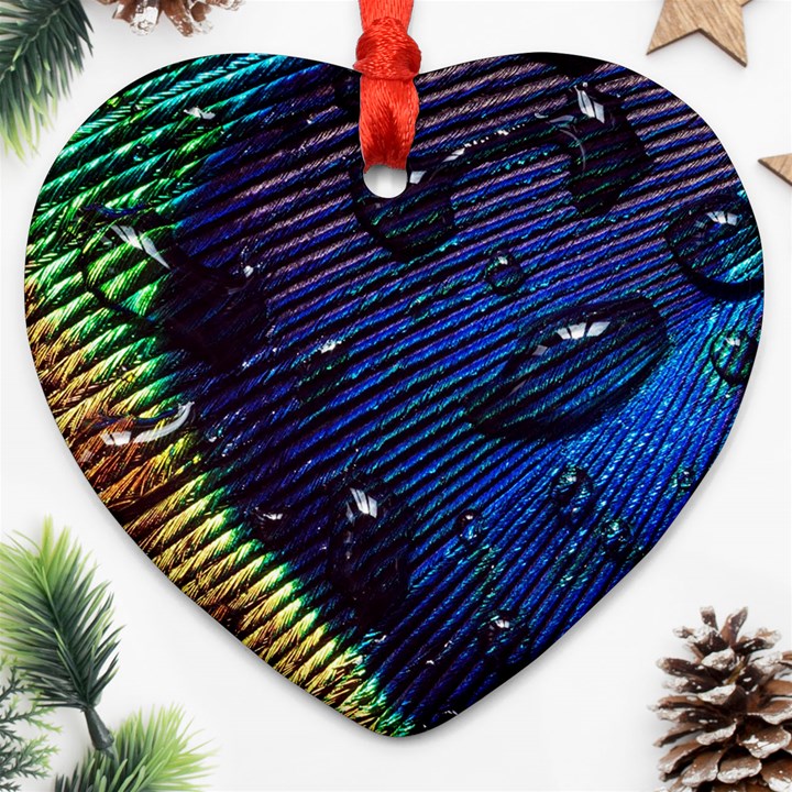 Peacock Feather Retina Mac Ornament (Heart)