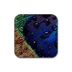 Peacock Feather Retina Mac Rubber Coaster (square)  by BangZart