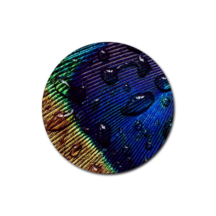 Peacock Feather Retina Mac Rubber Round Coaster (4 pack) 