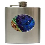 Peacock Feather Retina Mac Hip Flask (6 oz) Front