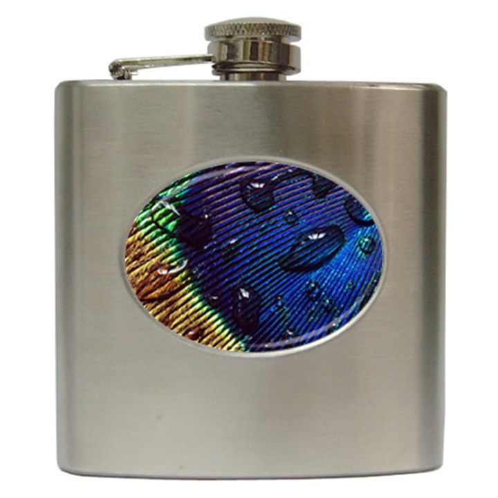 Peacock Feather Retina Mac Hip Flask (6 oz)