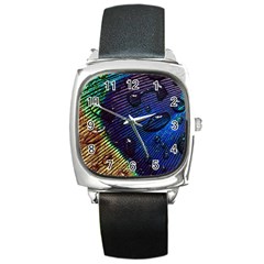 Peacock Feather Retina Mac Square Metal Watch by BangZart