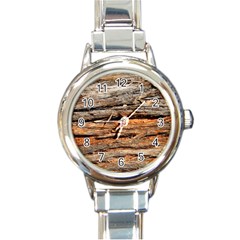 Natural Wood Texture Round Italian Charm Watch by BangZart