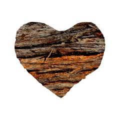 Natural Wood Texture Standard 16  Premium Flano Heart Shape Cushions by BangZart