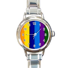 Paper Rainbow Colorful Colors Round Italian Charm Watch by paulaoliveiradesign