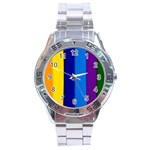 Paper Rainbow Colorful Colors Stainless Steel Analogue Watch Front